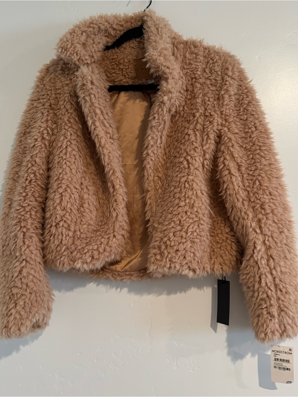 Blank NYC  Faux Shearling Jacket in champagne & on size xs
